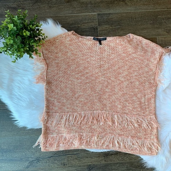 White House Black Market Sweaters - White House Black Market WHBM Boho Fringe Sleeveless Poncho Pullover Sweater L